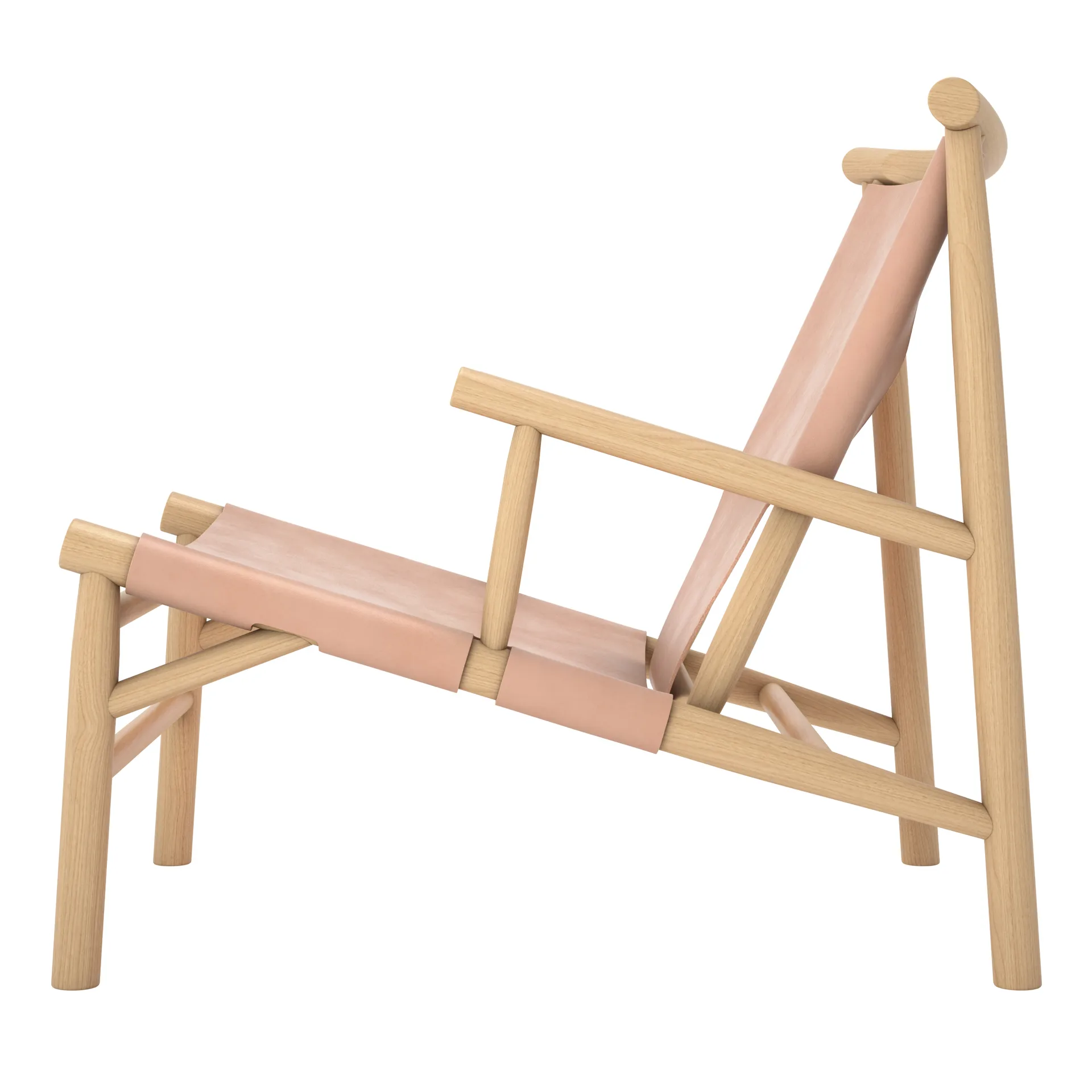 Samurai loungestoel leren zitting eikenhout, Natuur NORR11