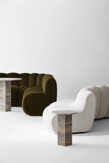 Soho bijzettafel - Zilver travertin, Ø40x50 cm - NORR11