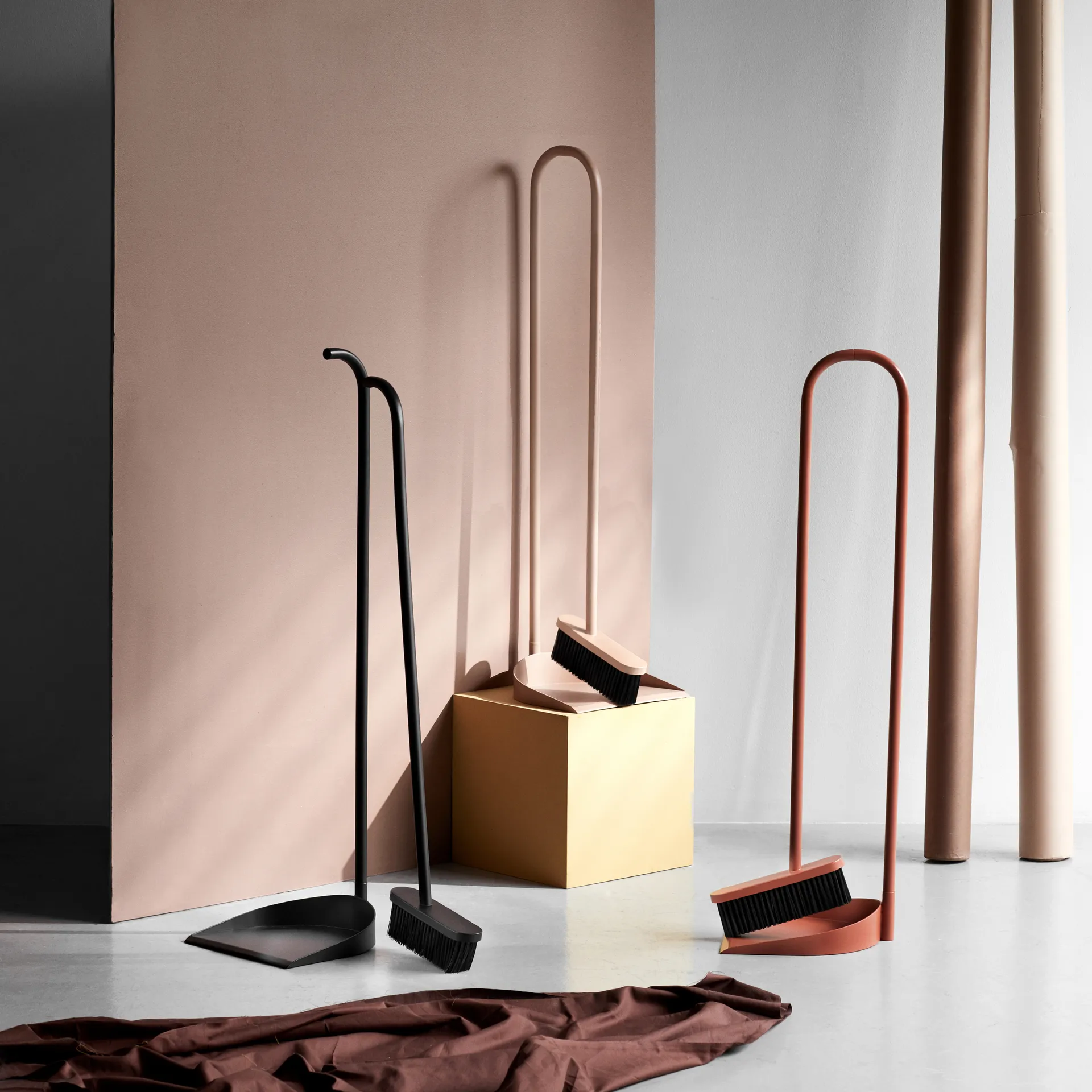 Cane stoffer en blik, Zwart Northern