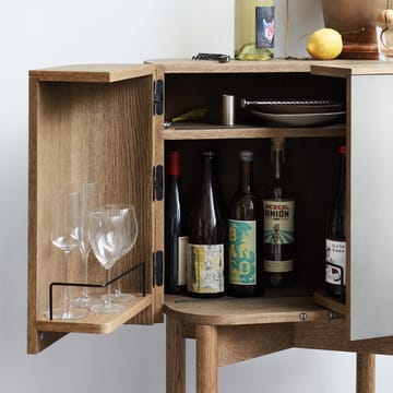 Loud serveertrolley op wielen - gerookt eikenhout - Northern