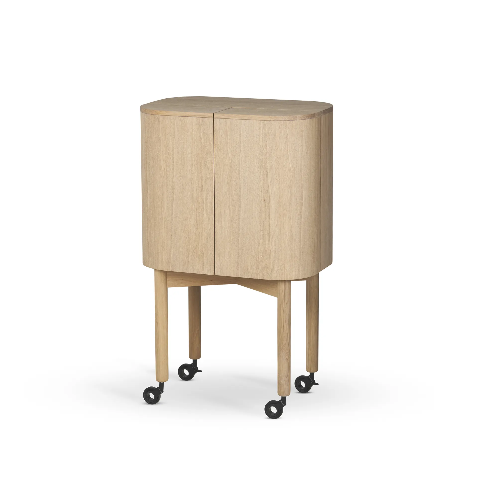 Loud serveertrolley op wielen, Light oiled oak Northern
