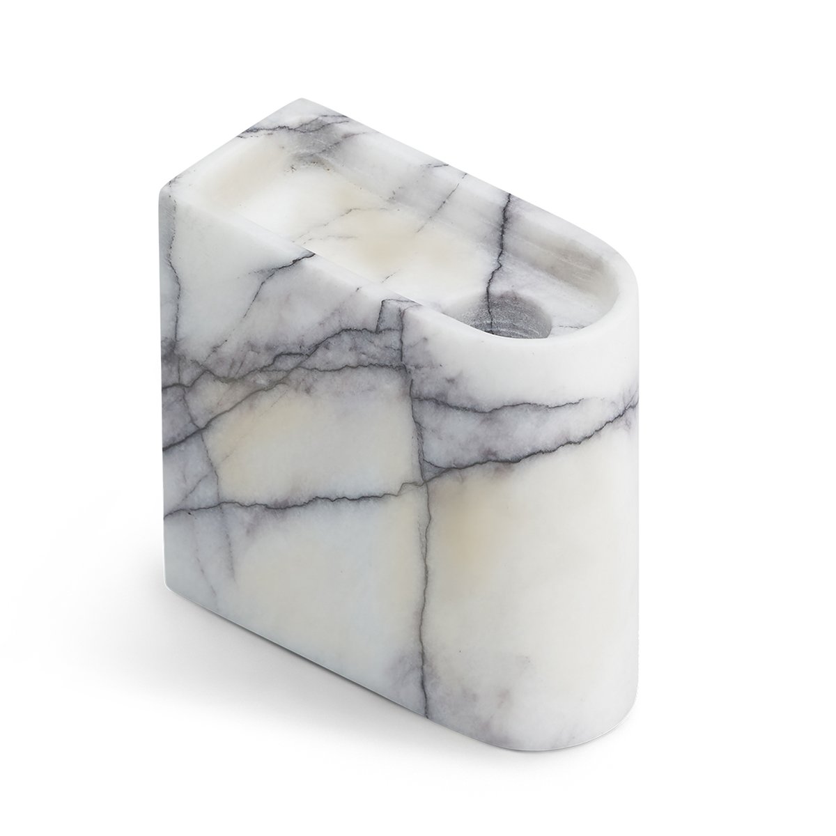 Northern Monolith kaarsenhouder low Mixed white marble