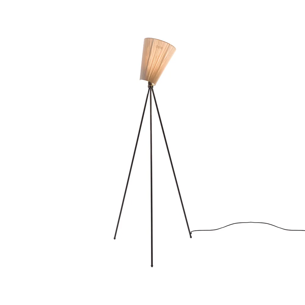 Oslo Wood Vloerlamp, beige, matzwart onderstel Northern