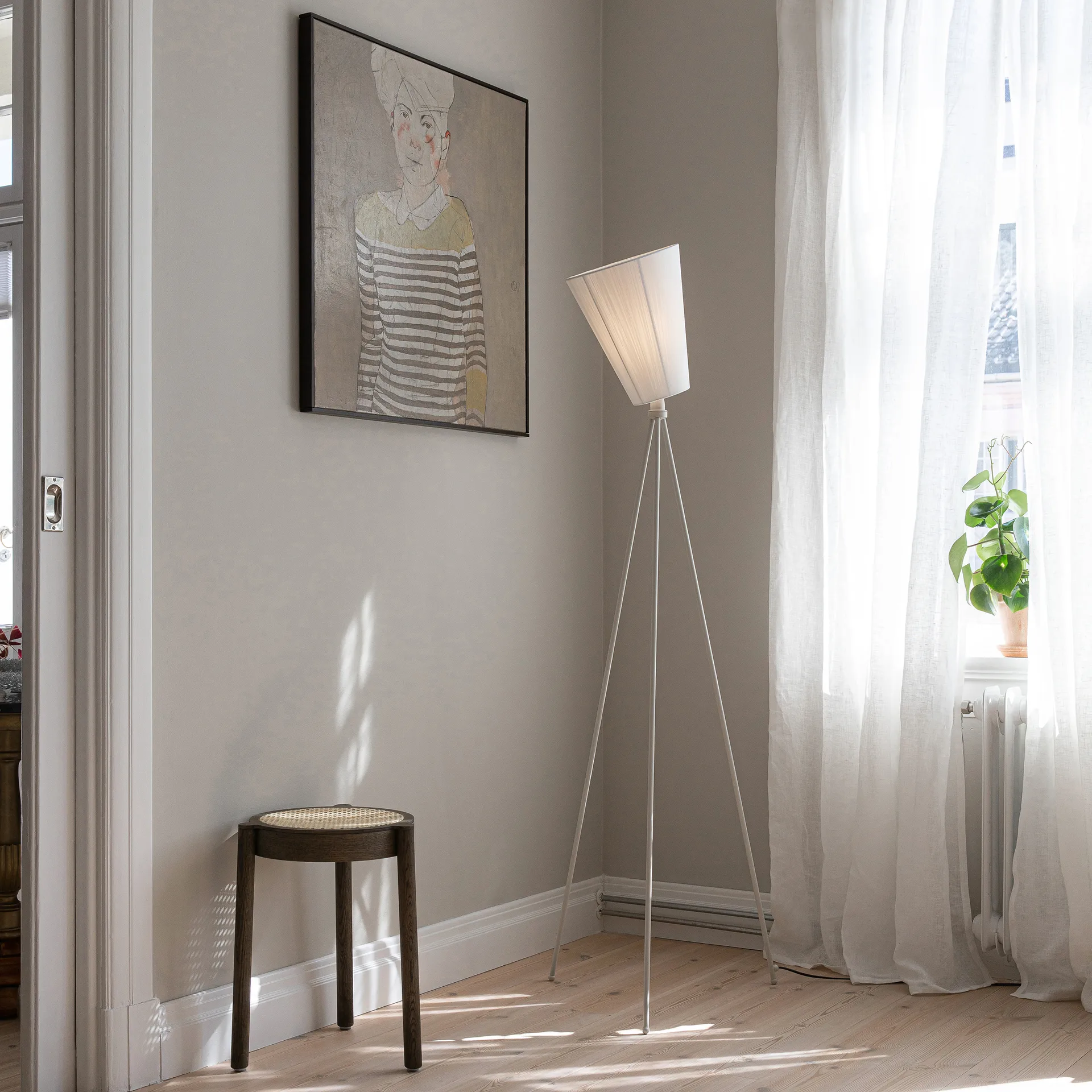 Oslo Wood vloerlamp kap, Wit Northern