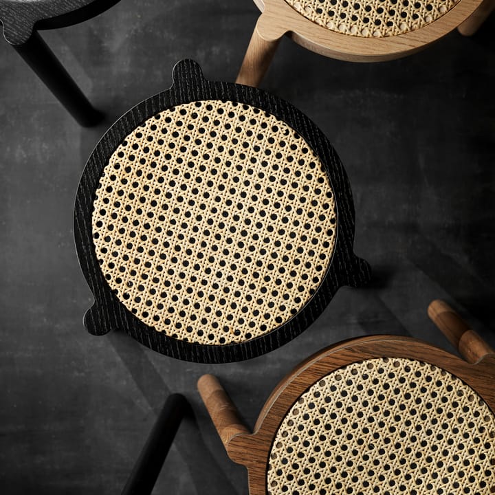 Pal kruk met rotan zitting, Zwart eiken Northern