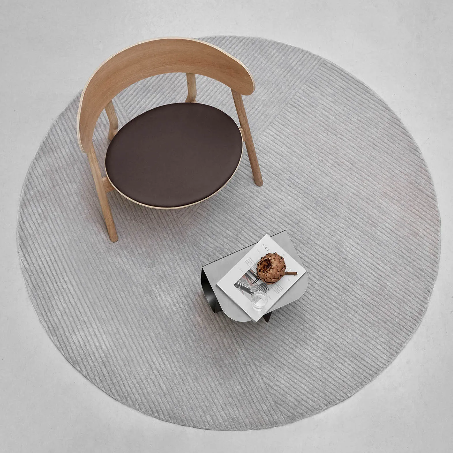 Row vloerkleed rond Ø200 cm, Lichtgrijs Northern