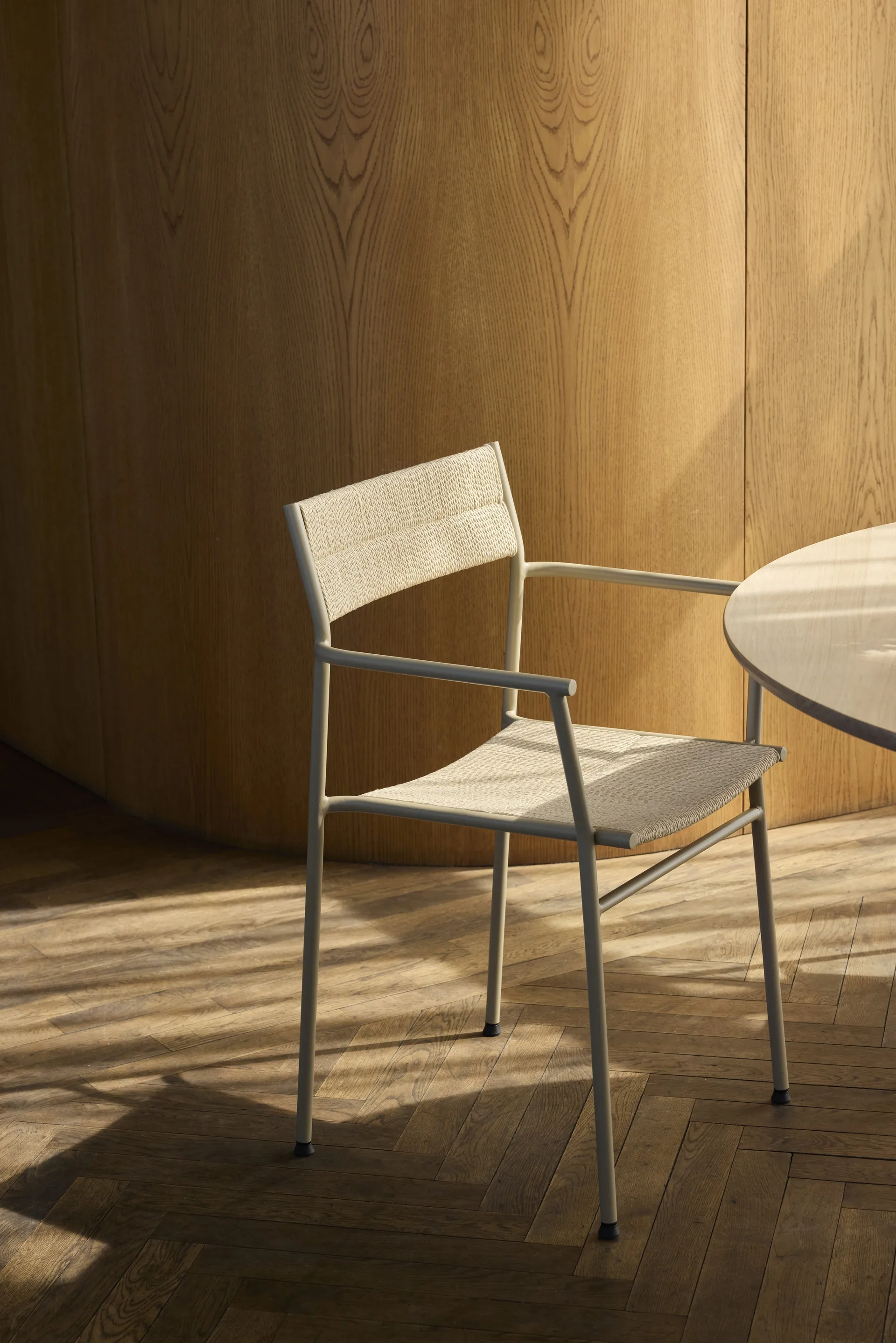 Vev armstoel, Grey beige-natural touw Northern