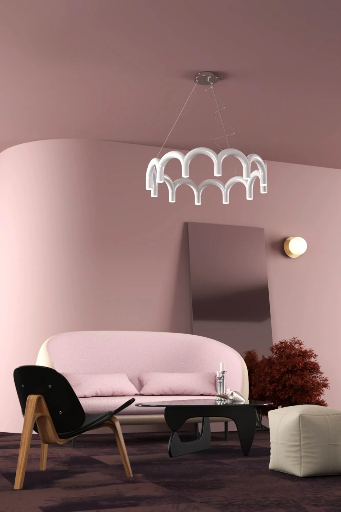 Arch circle hanglamp, White, Ø98 cm Oblure