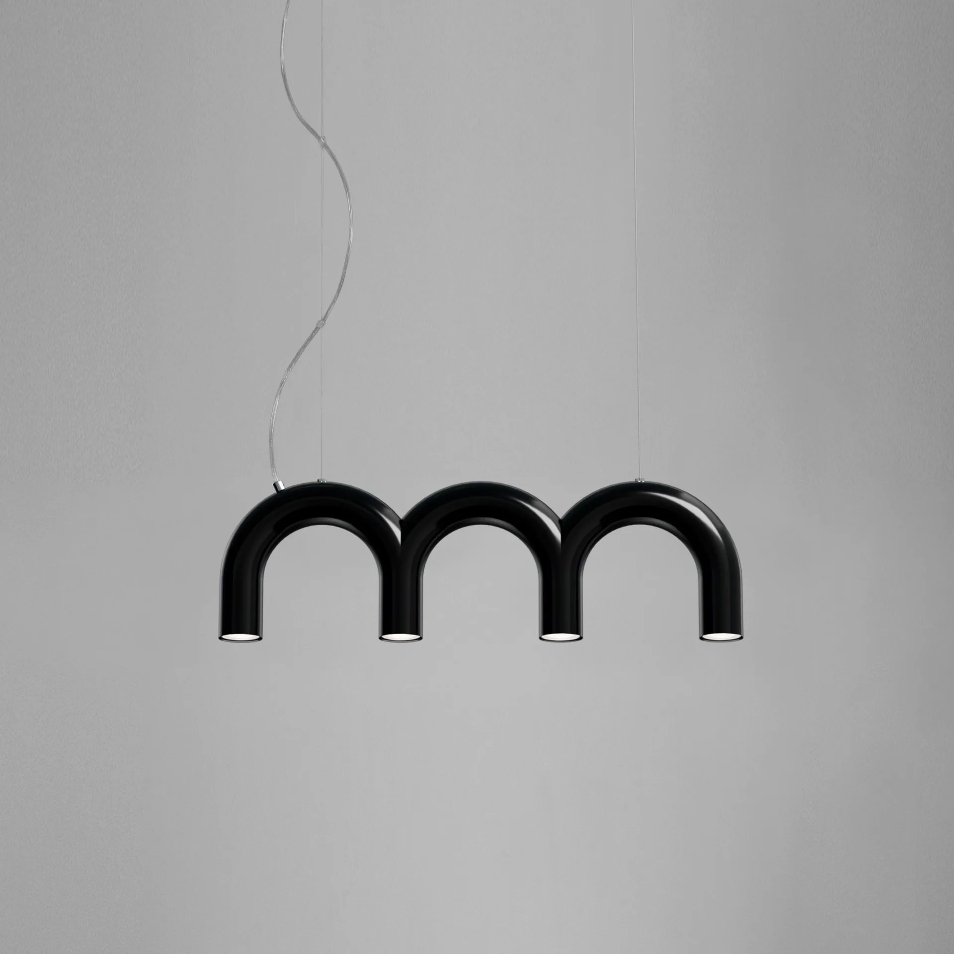 Arch triplette hanglamp, Black, 65,6 cm Oblure