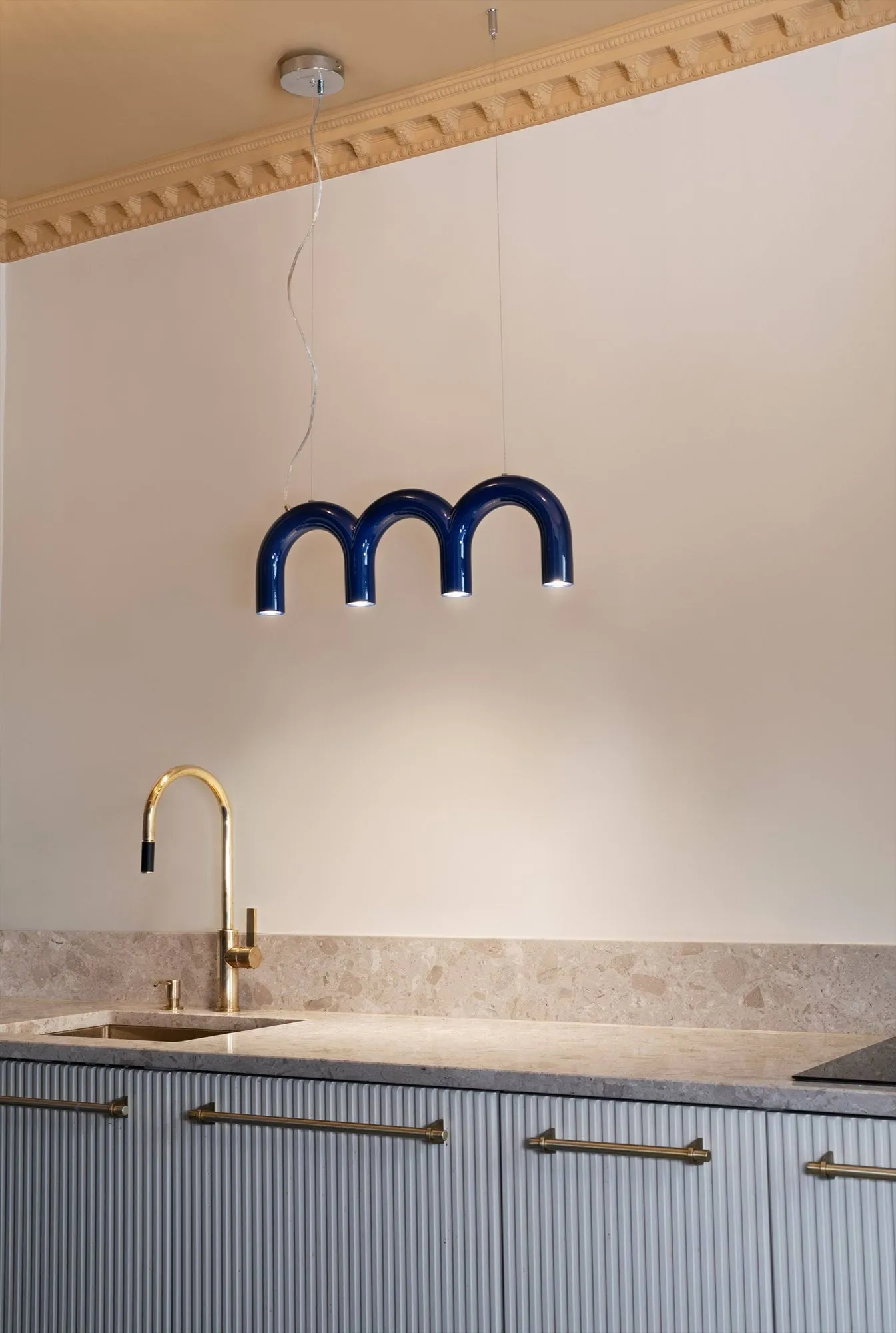 Arch triplette hanglamp, Blue, 65,6 cm Oblure