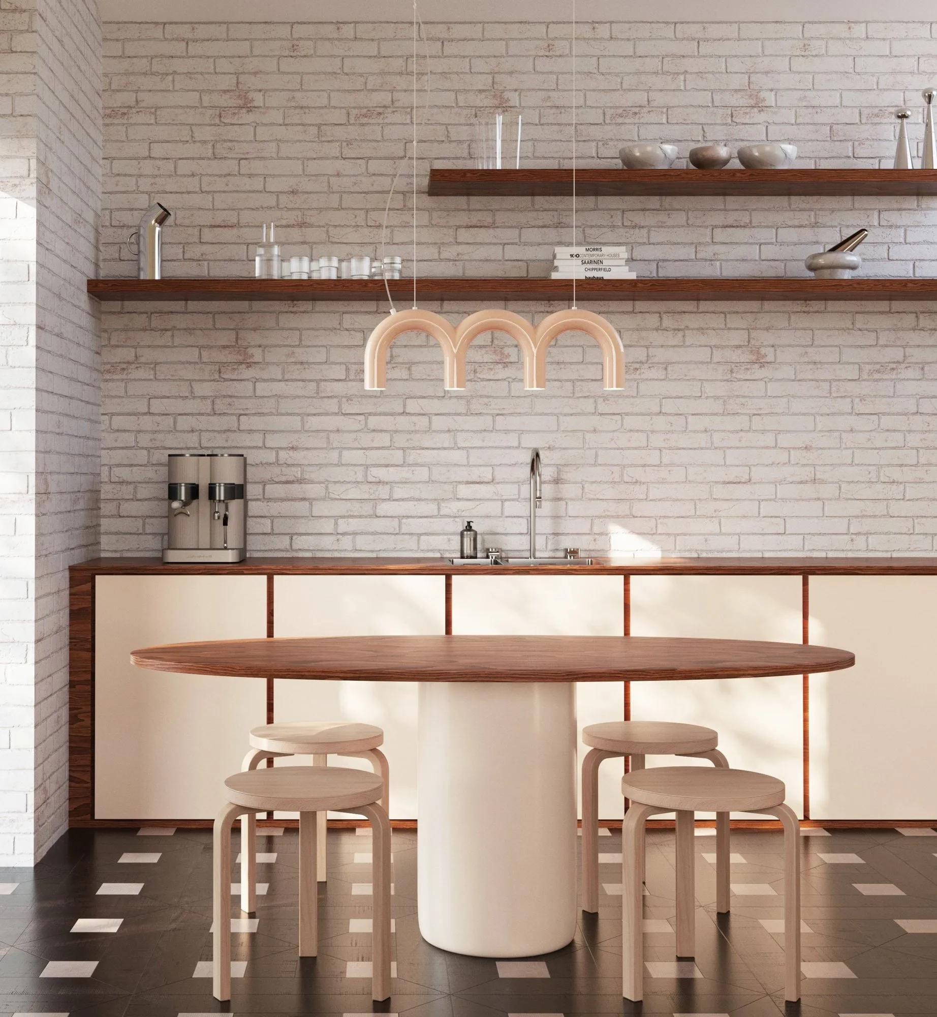 Arch triplette hanglamp, Nude, 65,6 cm Oblure