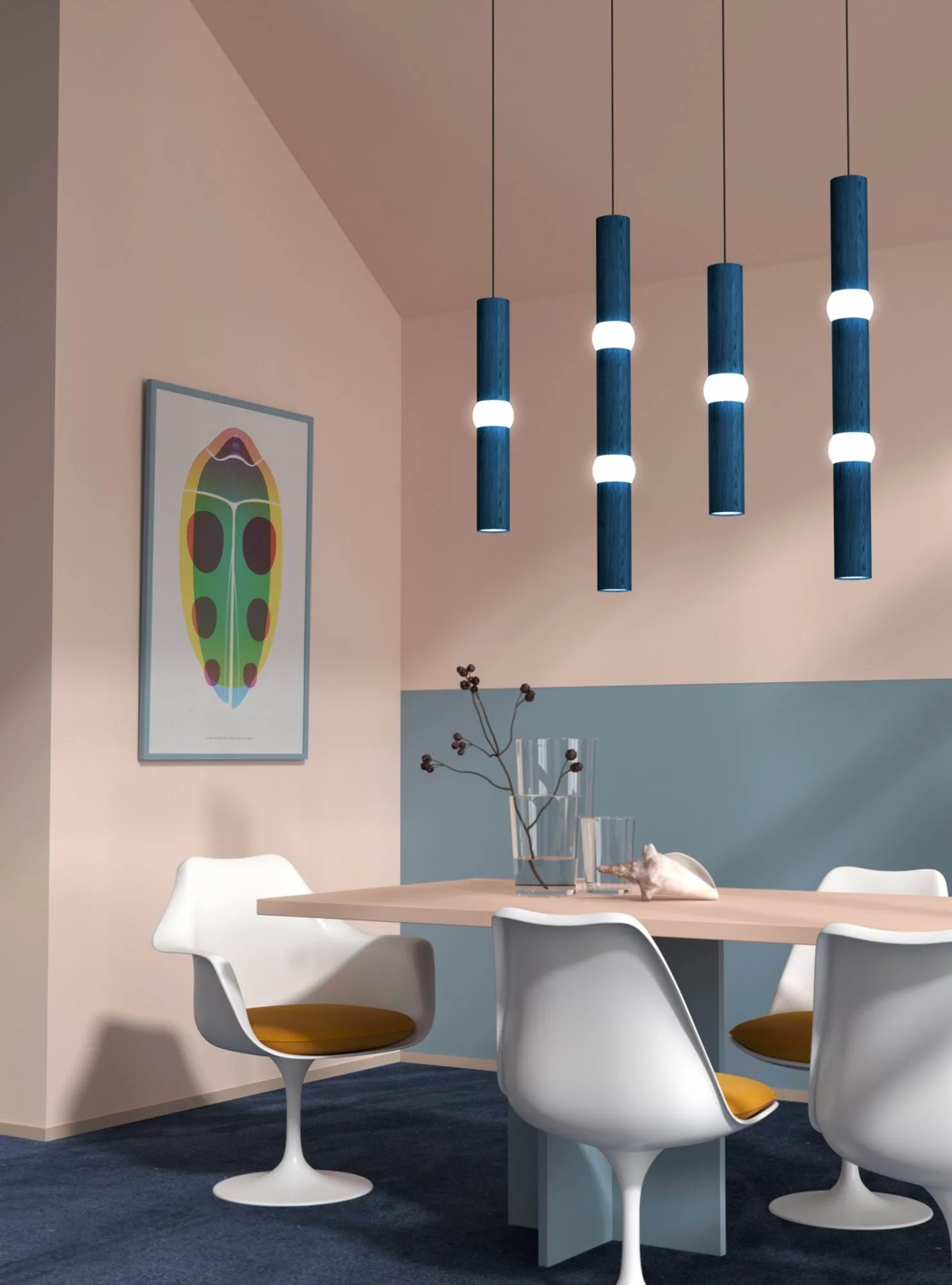 Lightbone hanglamp, Medium 53,8 cm, blue oak Oblure