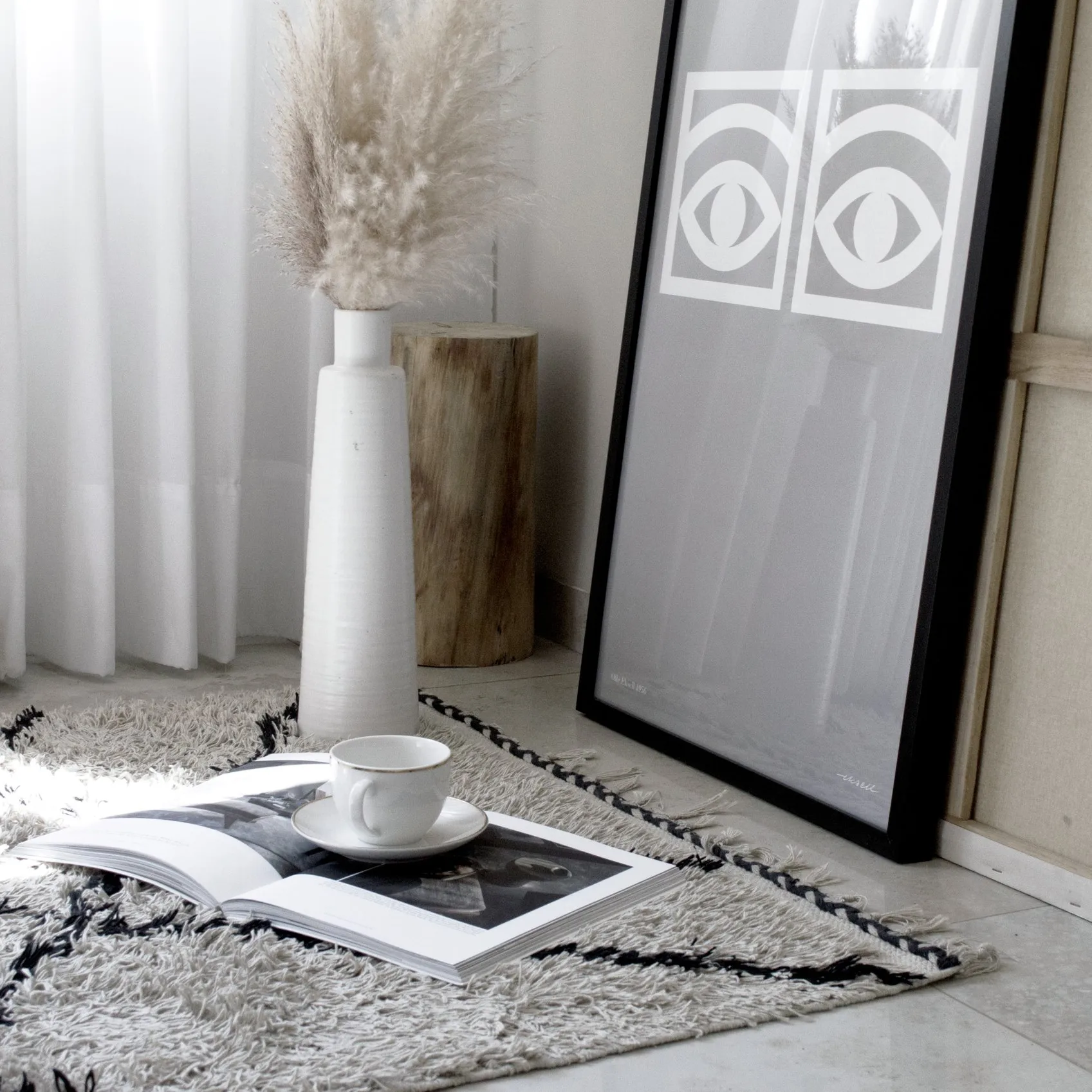 Ögon grijze poster, 50x70 cm Olle Eksell