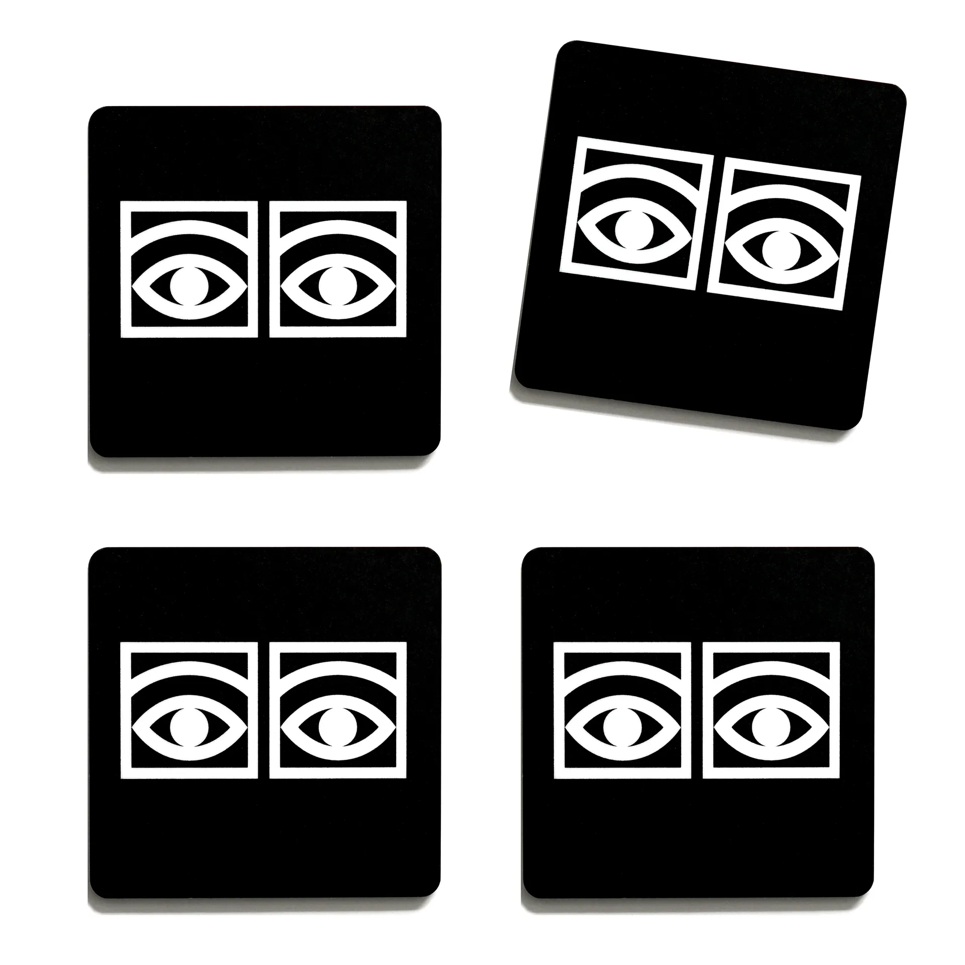Ögon onderzetters glas 4-pack, Zwart Olle Eksell
