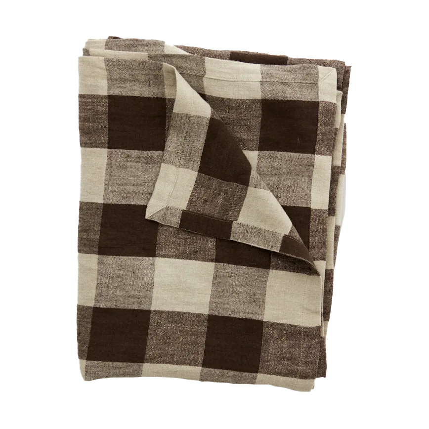 Johanna linnen tafelkleed 150x300 cm, Bruin/naturel Olsson & Jensen