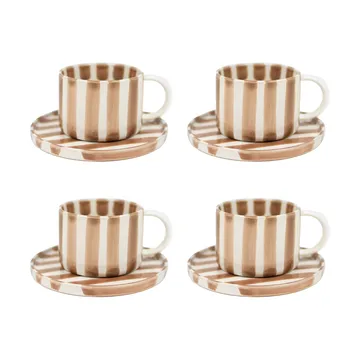 Monica kop met schotel 4-pack - Beige - Olsson & Jensen