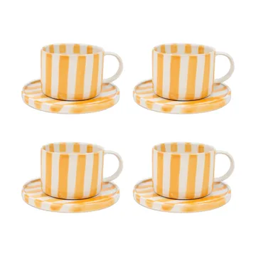 Monica kop met schotel 4-pack - Geel - Olsson & Jensen