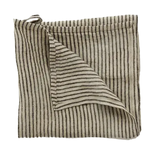 Stripe theedoek linnen 45x65 cm, Zwart zand Olsson & Jensen