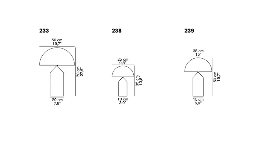 Atollo large 233 tafel/vloerlamp metaal, satin bronze, large Oluce