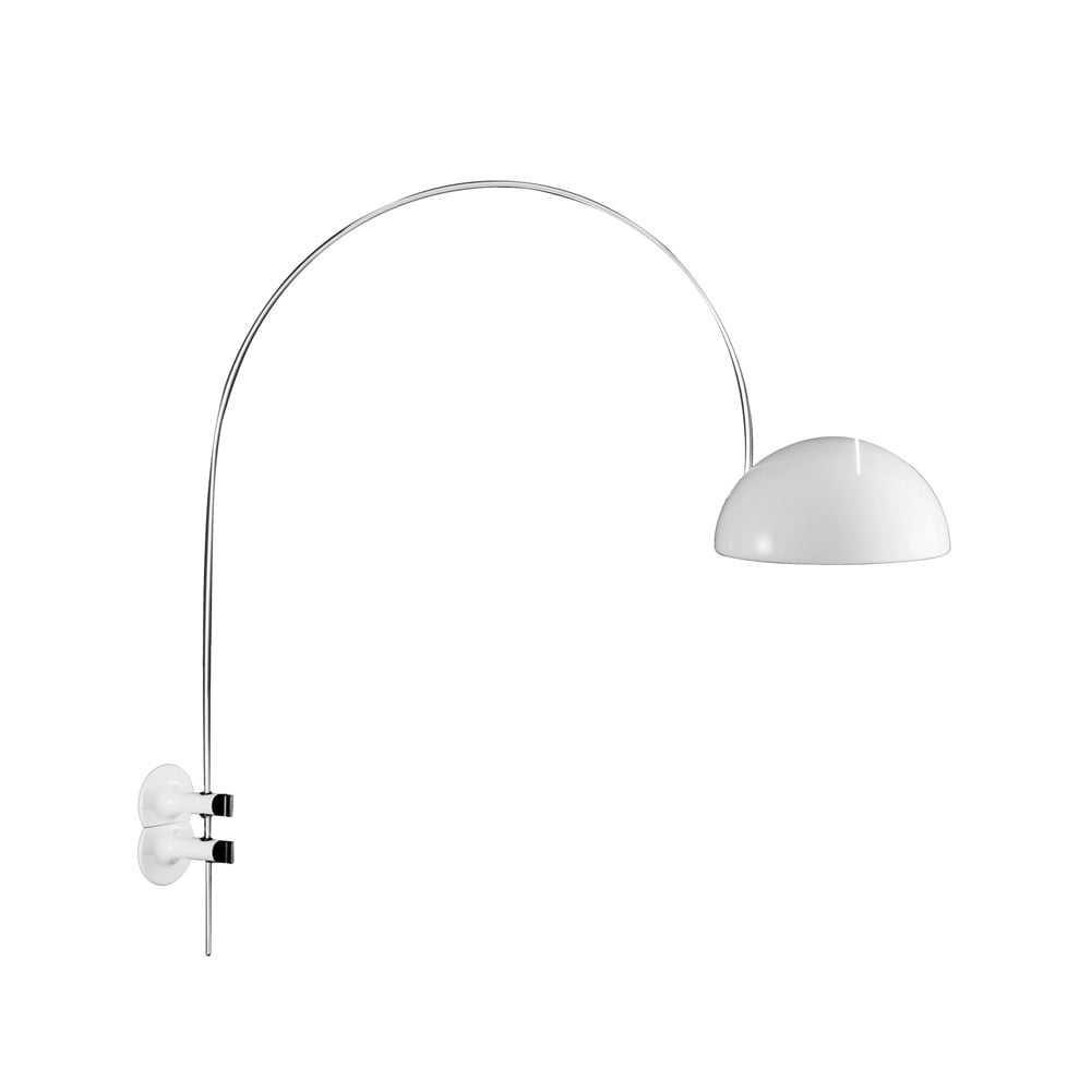 Oluce Coupé 1159 muurlamp white, verchroomd onderstel