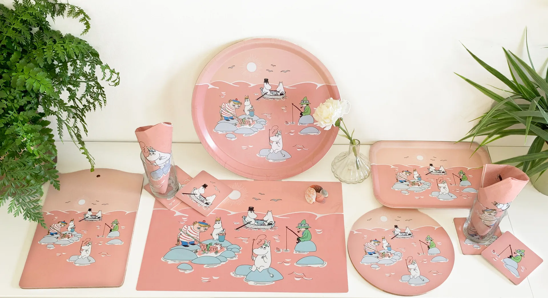 Fiske Moomin zomer 2022 dienblad 20x27 cm, Roze Opto Design