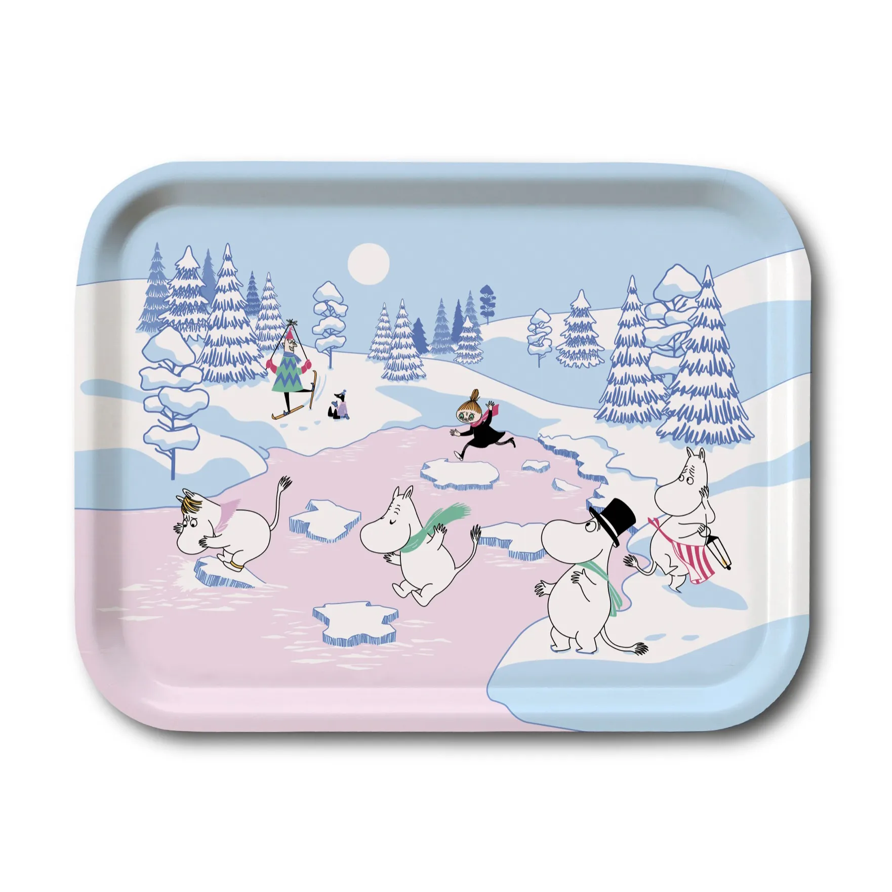 Moomin dienblad winter 2022 20x27 cm, Blauw-wit-roze Opto Design