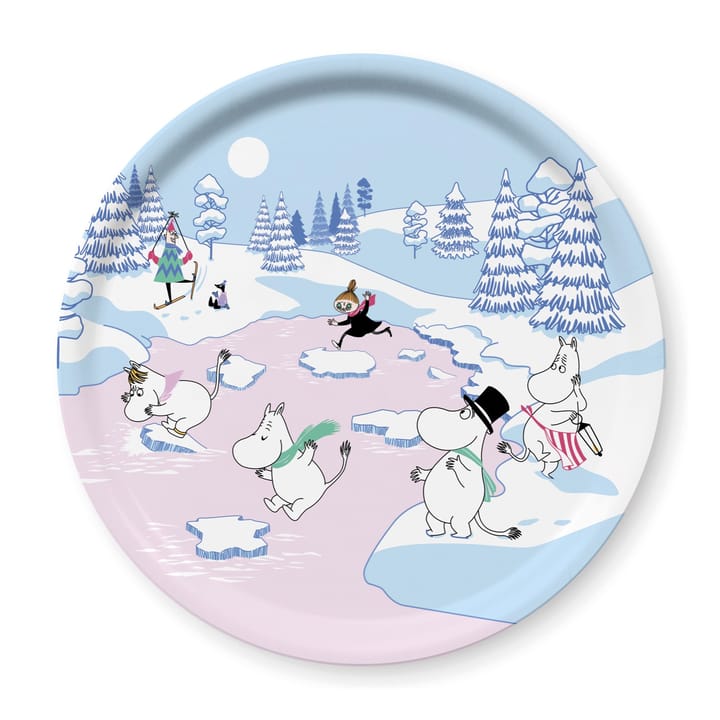 Moomin dienblad winter 2022 Ø31 cm - Blauw-wit-roze - Opto Design