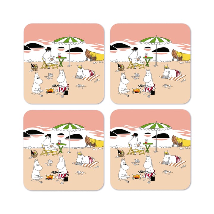 Moomin glasonderzetter zomer 2021 4-pack - Abrikoos-zand - Opto Design