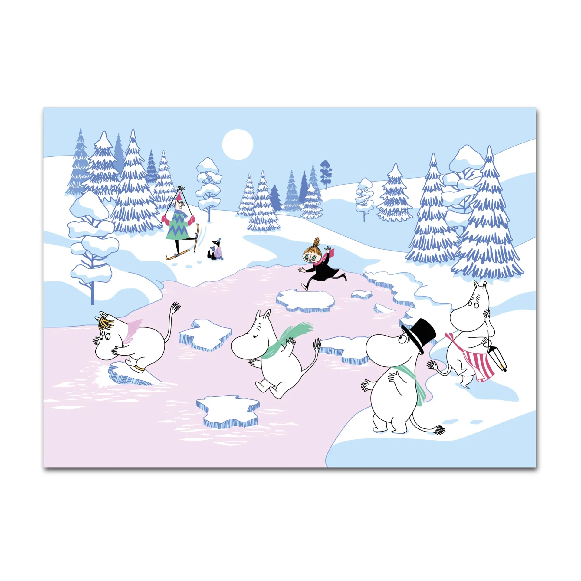 Moomin placemat winter 2022 27,5x40 cm, Blauw-wit-roze Opto Design