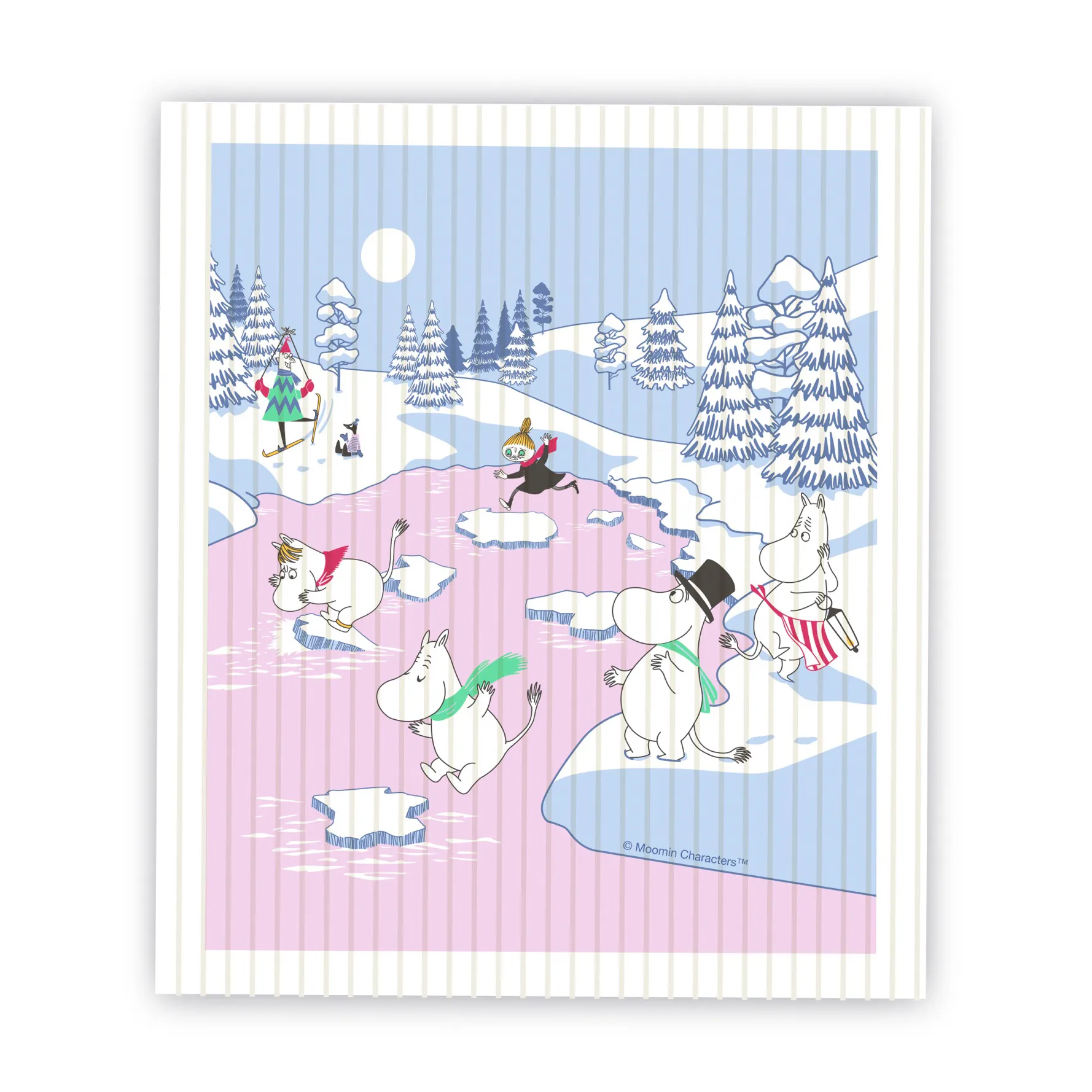 Moomin vaatdoekje winter 2022 14,5x17 cm, Blauw-wit-roze Opto Design