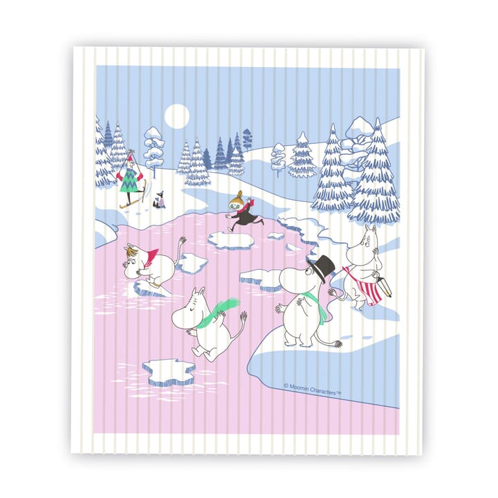 Moomin vaatdoekje winter 2022 14,5x17 cm - Blauw-wit-roze - Opto Design