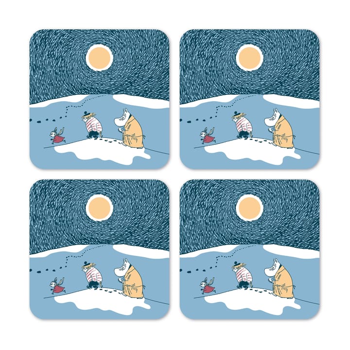 Snow Moonlight glasonderzetter winter 2021 4-pack - 9x9 cm - Opto Design