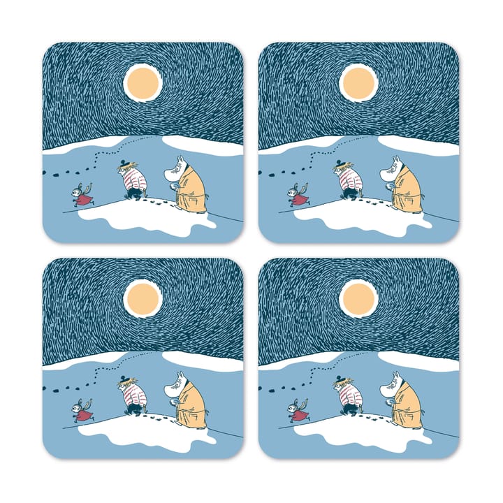 Snow Moonlight glasonderzetter winter 2021 4-pack - 9x9 cm - Opto Design