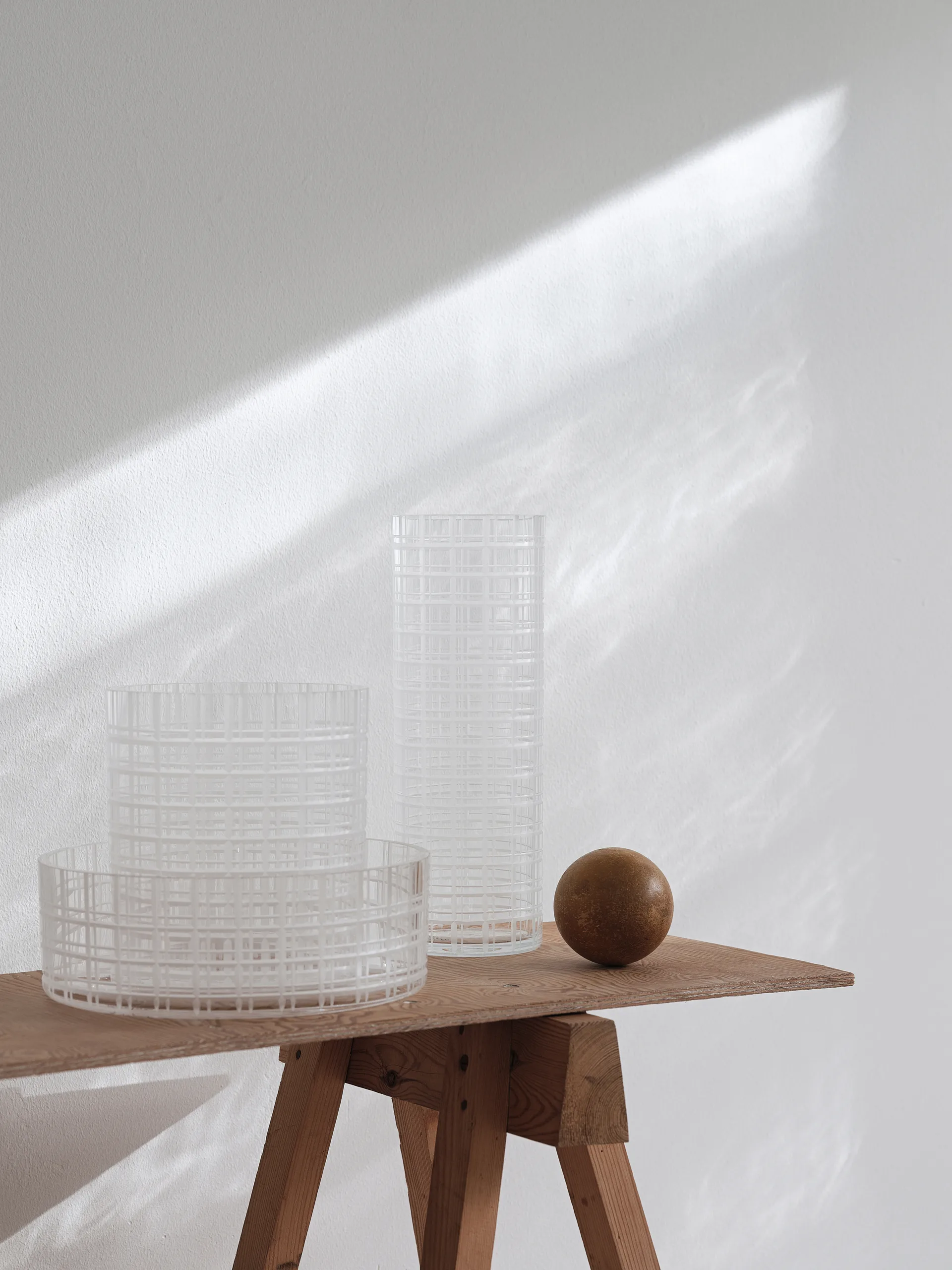 Cut in number vaas 20 cm, Ruitjespatroon Orrefors