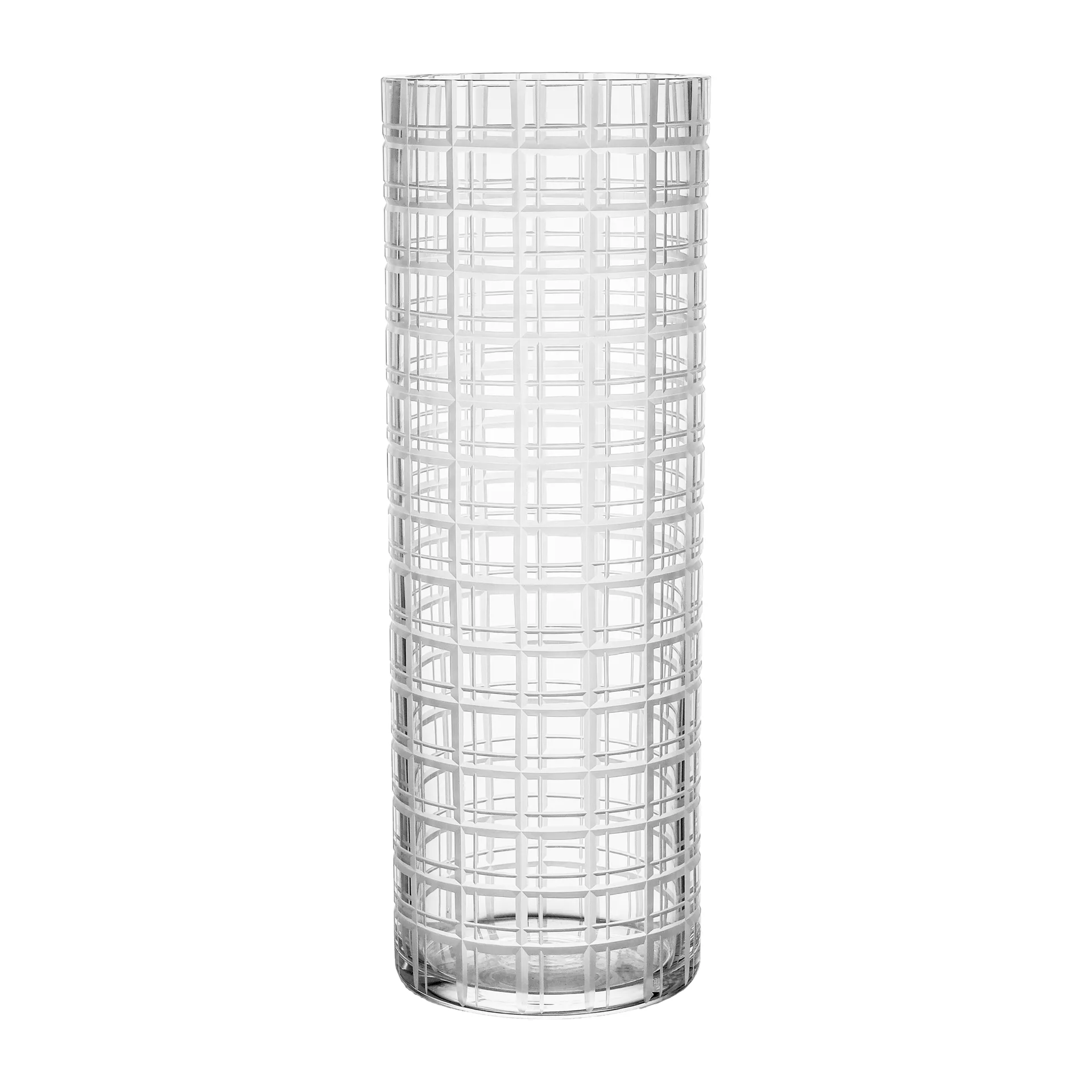 Cut in number vaas 33 cm, Ruitjespatroon Orrefors