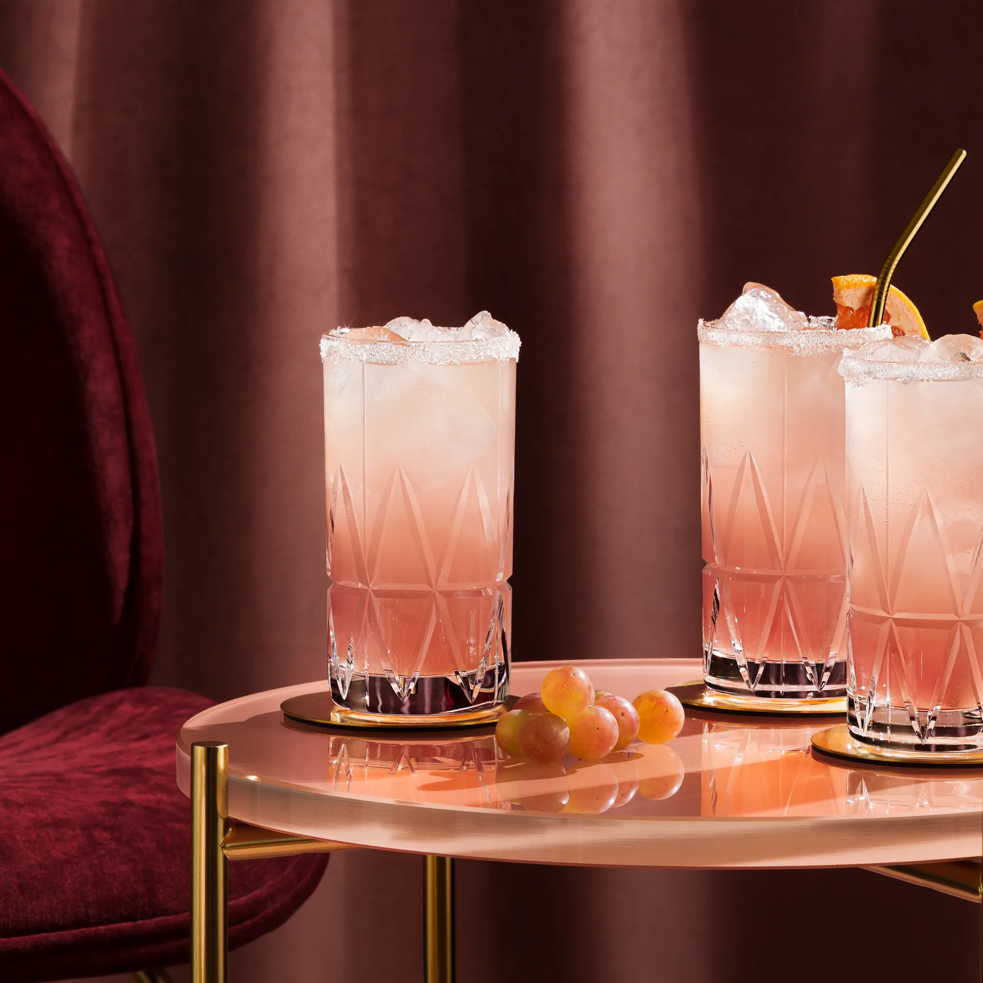 Peak onderzetters met houder 4-pack, Messing Orrefors