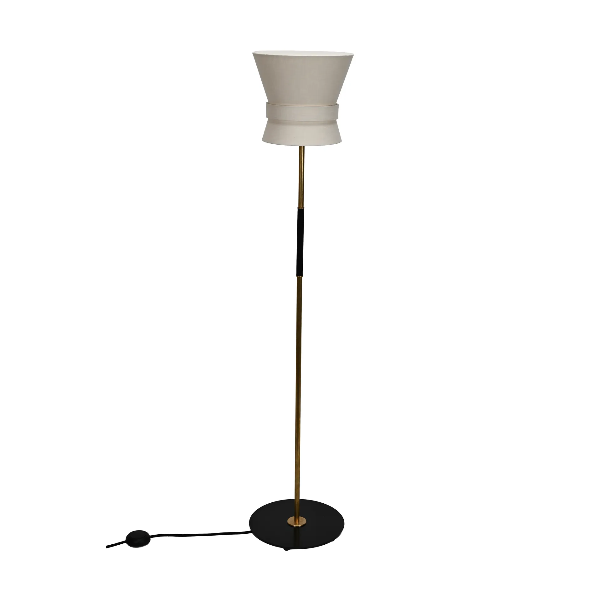 Bow vloerlamp, Ruw messing-cream white, small 147 cm Örsjö Belysning