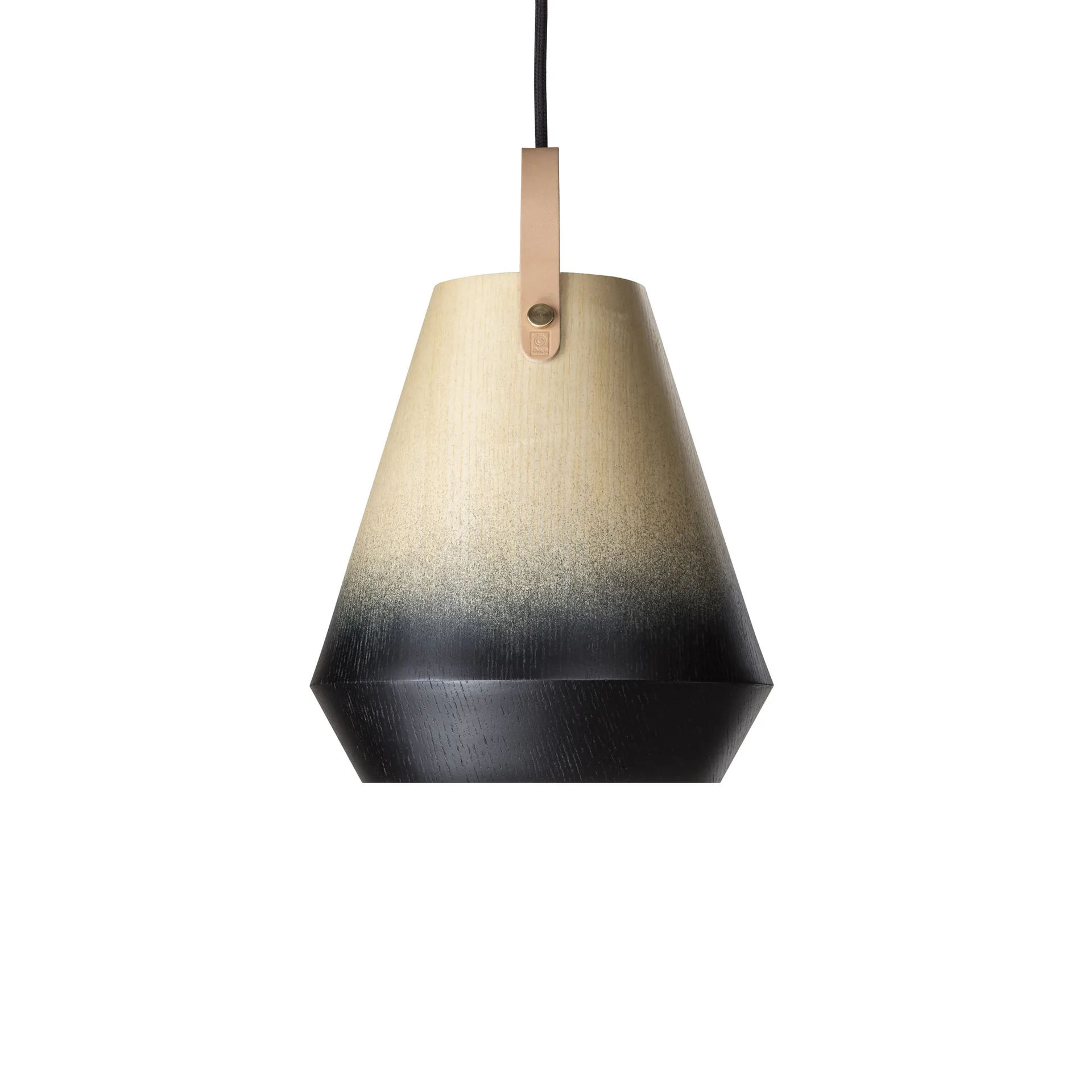 Konkret hanglamp, essenfineer, natuurkleurige leren band Örsjö Belysning