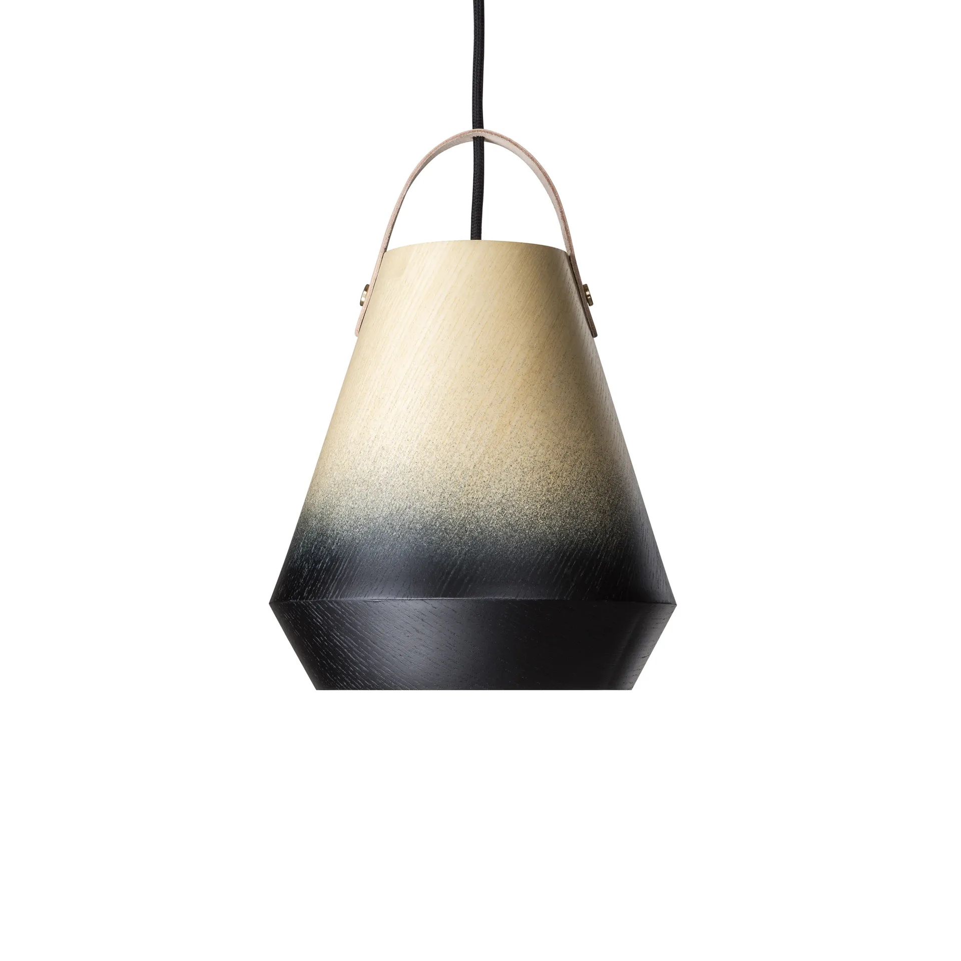 Konkret hanglamp, essenfineer, natuurkleurige leren band Örsjö Belysning