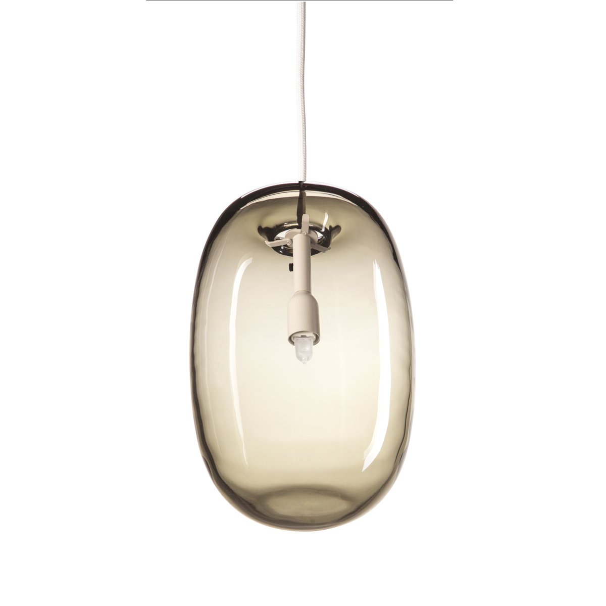 Örsjö Belysning Pebble pendant langwerpig warm grijs-glas