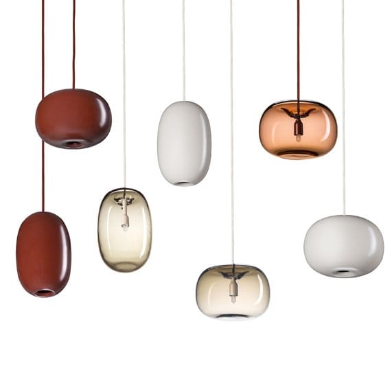 Pebble pendant langwerpig, warm grijs-glas Örsjö Belysning