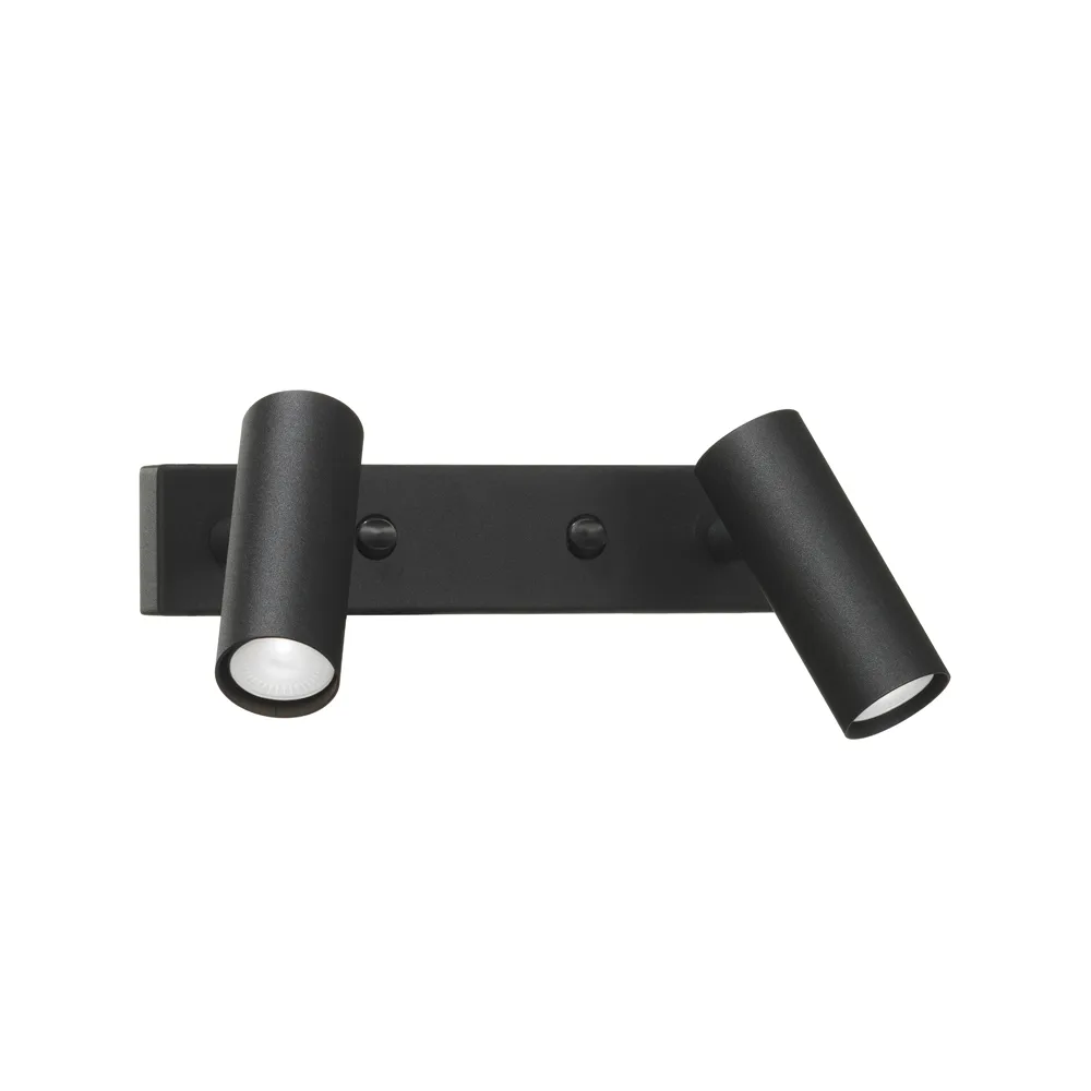 Puck Dubbel muurlamp, zwart structuur, led Örsjö Belysning