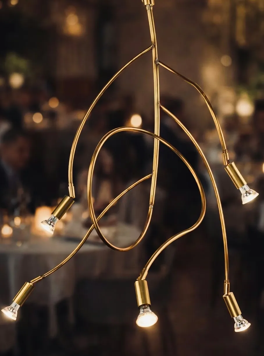 Ranka 5 plafondlamp, Ruw messing Örsjö Belysning