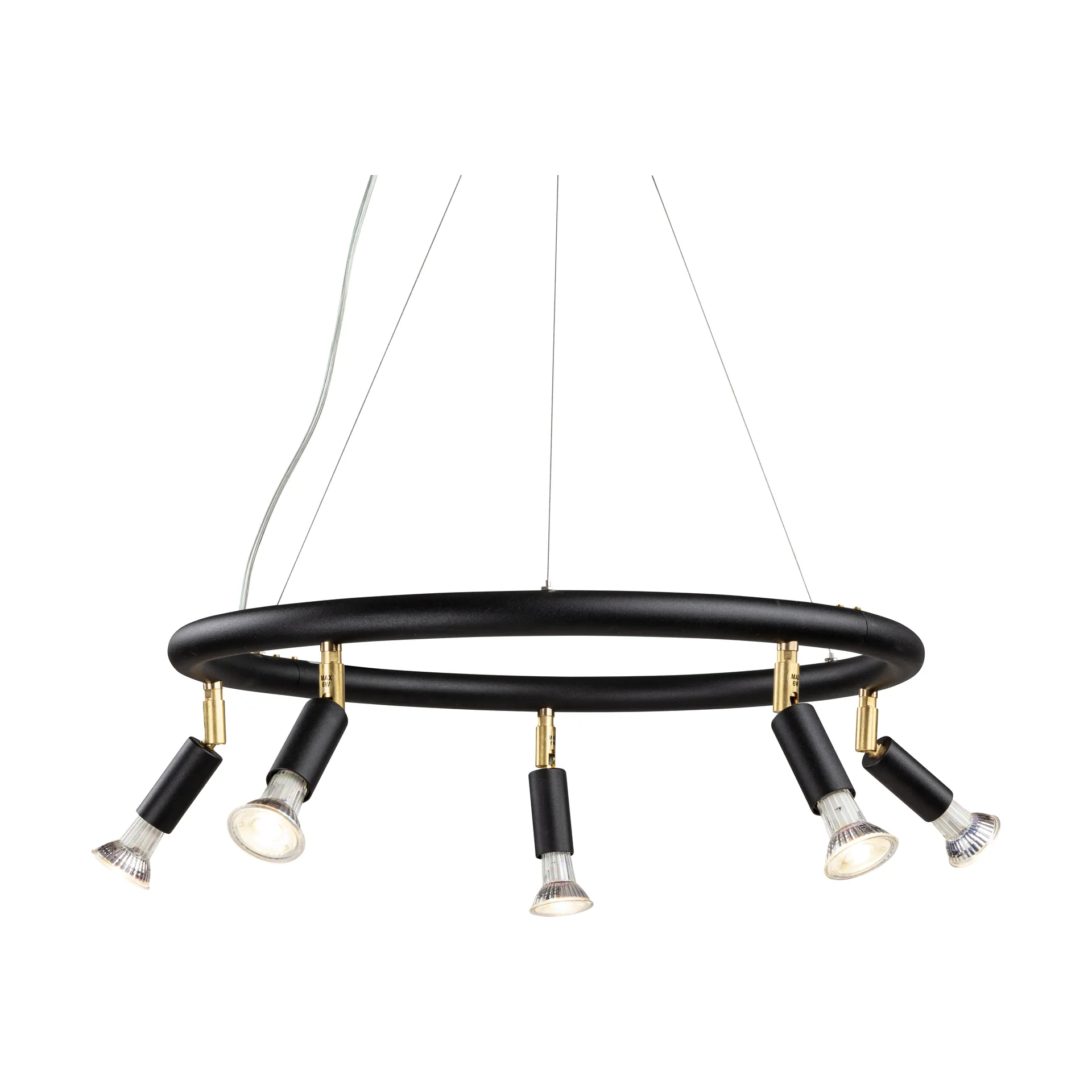 Star ronde 5-spots plafondlamp Ø60 cm, Zwart staal Örsjö Belysning
