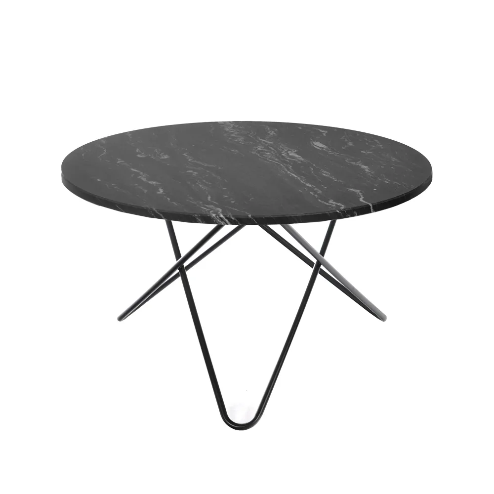 Big O Table eettafel, marmer marquina, zwart onderstel OX Denmarq