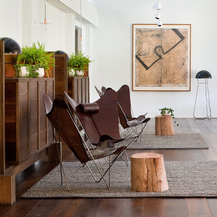 KS Chair vleermuisfauteuil, leer black, roestvrij onderstel OX Denmarq