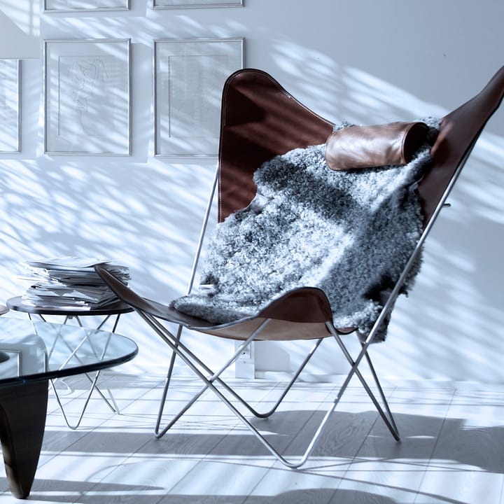 KS Chair vleermuisfauteuil, leer black, roestvrij onderstel OX Denmarq