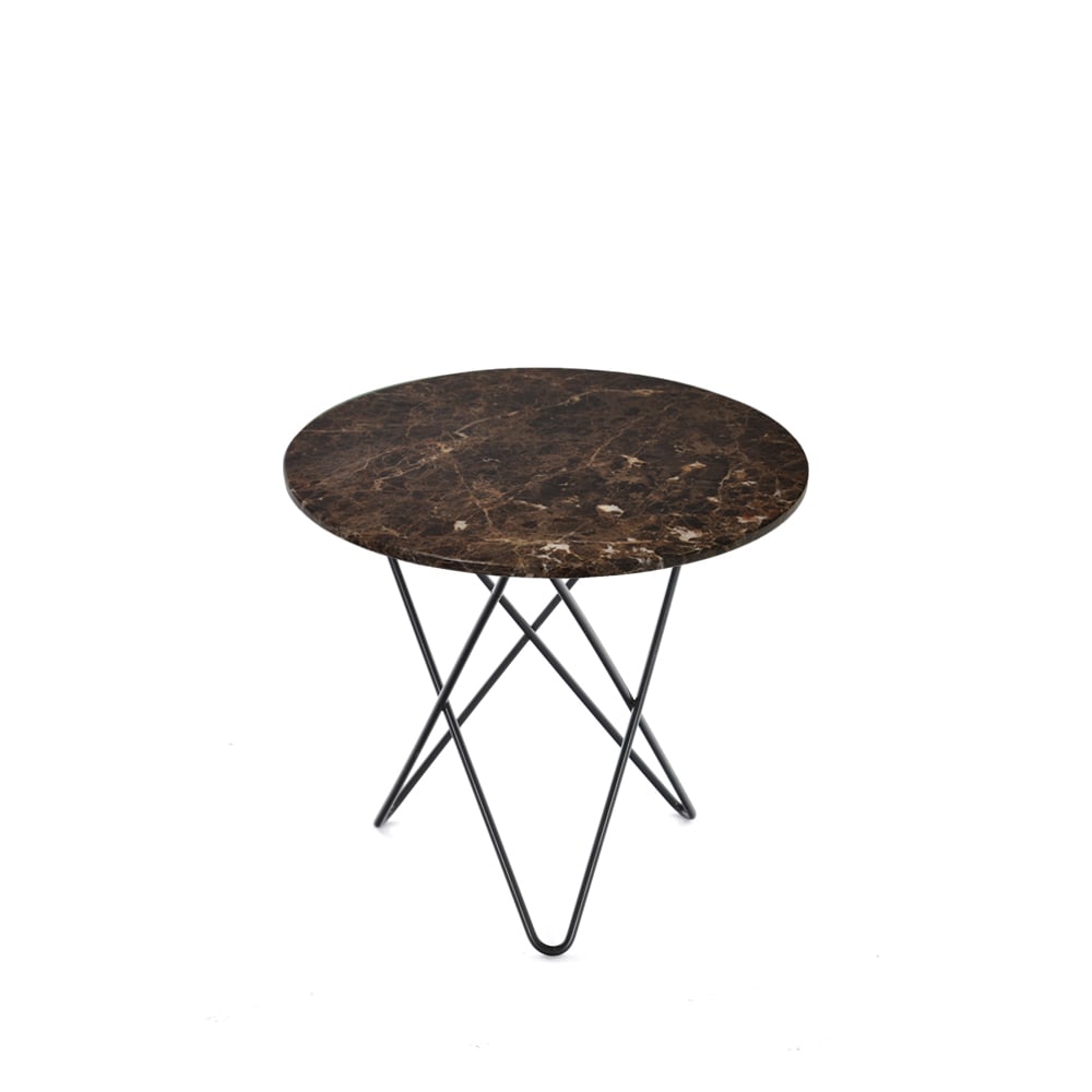 OX Denmarq Mini O Table salontafel bruin marmer, zwartgelakt onderstel