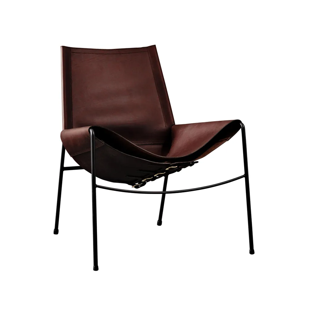 November fauteuil, leer mocca, zwart onderstel OX Denmarq