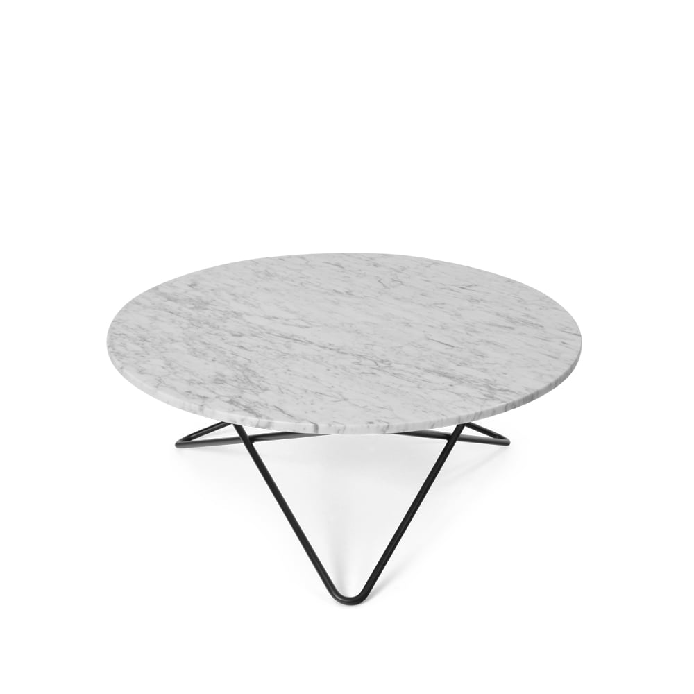 OX Denmarq O Table salontafel wit marmer, zwartgelakt onderstel